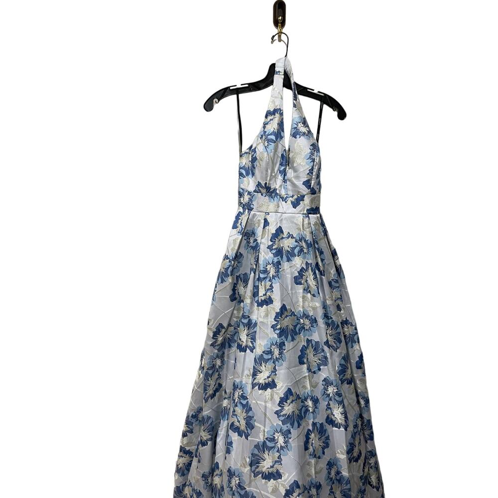 Speechless Blue Metallic Halter Evening Formal Dress Gown Size 0 New with Tags - Picture 8 of 10